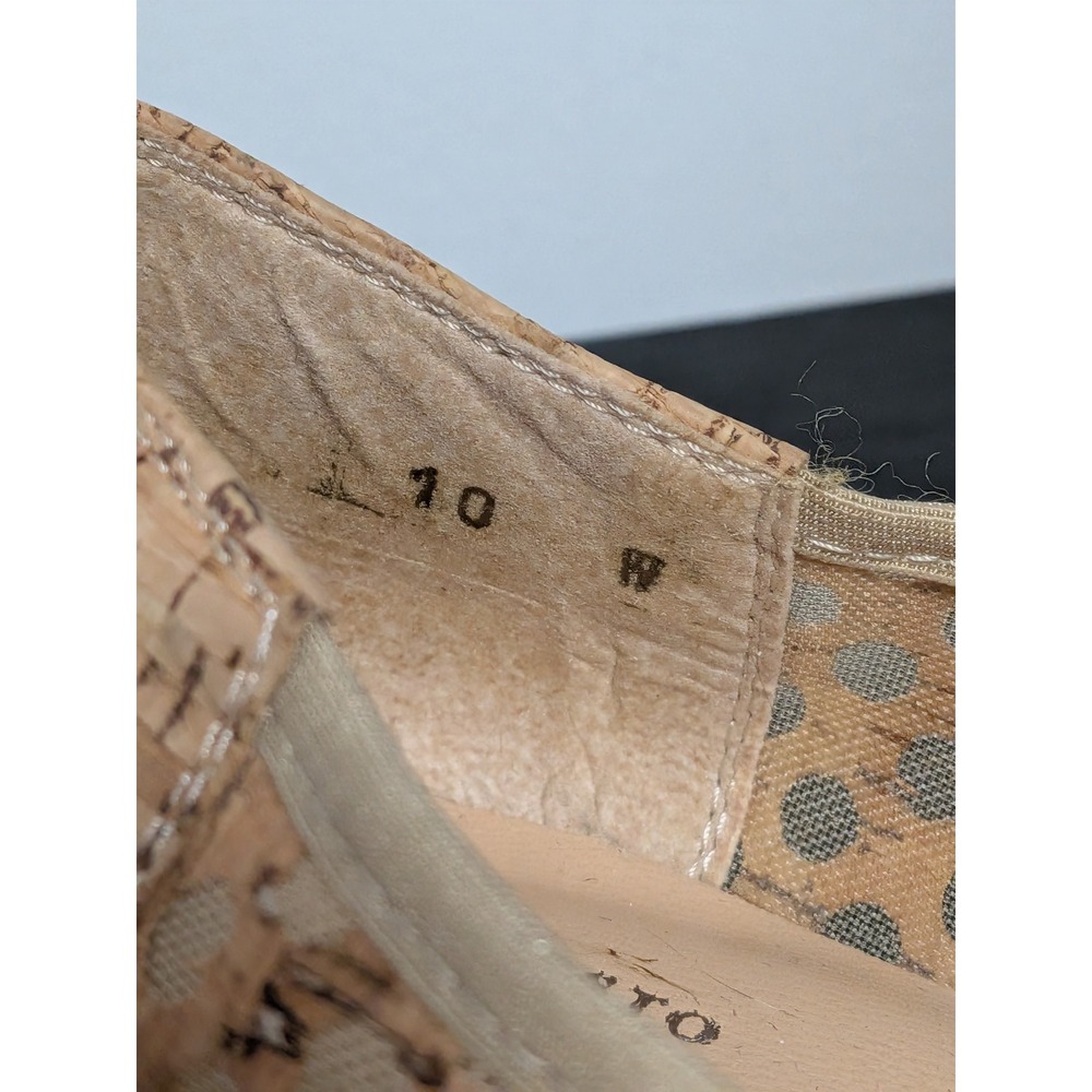 Sesto Meucci Womens Cork Perforated Wedge Pumps Tan Gold Made in Italy Size 10 W - Picture 10 of 14